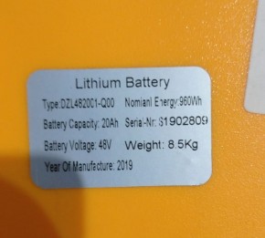 Аккумулятор литий-ионный (Li-ion) 48В/20Ач  260х169х215 для тележек CBD15W-Li в Екатеринбурге - avtopogruzchiki.com