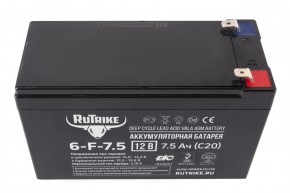 Аккумулятор RuTrike 6-F-7,5 (12V7,5A/H C20) в Екатеринбурге - avtopogruzchiki.com