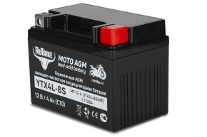 Аккумулятор стартерный для мототехники Rutrike YTX4L-BS (12V/4Ah) (UTX4L-BS, CT 1204, MT 12-4) в Екатеринбурге - avtopogruzchiki.com
