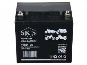 Аккумулятор стартерный для мототехники SKN YTX14-BS  (12V/12Ah/200A ) [CT 1214,YTX14H-BS] в Екатеринбурге - avtopogruzchiki.com