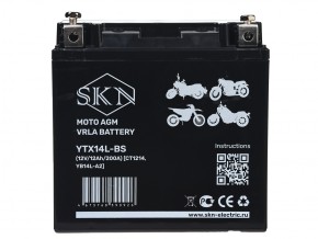 Аккумулятор стартерный для мототехники SKN YTX14L-BS (12V/12Ah/200А) [CT1214, YB14L-A2] в Екатеринбурге - avtopogruzchiki.com