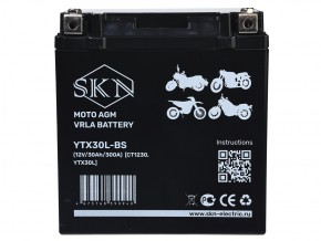 Аккумулятор стартерный для мототехники SKN YTX30L-BS (12V/30Ah/300A) [CT 1230, YTX30L] в Екатеринбурге - avtopogruzchiki.com