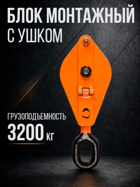 Блок монтажный однорольный с  ушком TOR 3,2 т с откидной щекой в Екатеринбурге - avtopogruzchiki.com
