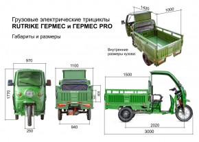 Грузовой электротрицикл Rutrike Гермес 1500 60V1200W в Екатеринбурге - avtopogruzchiki.com