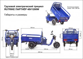 Грузовой электротрицикл Rutrike Партнёр 1500 48V1200W в Екатеринбурге - avtopogruzchiki.com