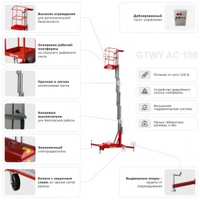 Одномачтовый подъемник SKYER GTWY8-100 в Екатеринбурге - avtopogruzchiki.com