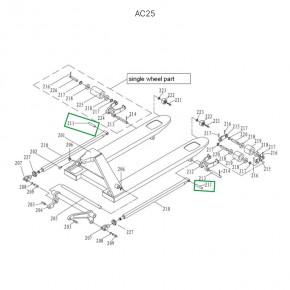 Ось крепления рычага силового блока к подвильной тяге для гидравлических тележек DF25 в Екатеринбурге - avtopogruzchiki.com