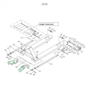 Ось крепления углового рычага к опорной площадке для гидравлических тележек DF25 в Екатеринбурге - avtopogruzchiki.com