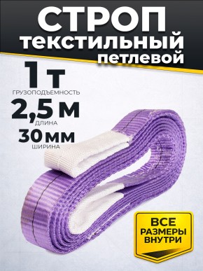 Строп текстильный TOR СТП 1,0 т 2,5 м 30 мм (6:1) в Екатеринбурге - avtopogruzchiki.com
