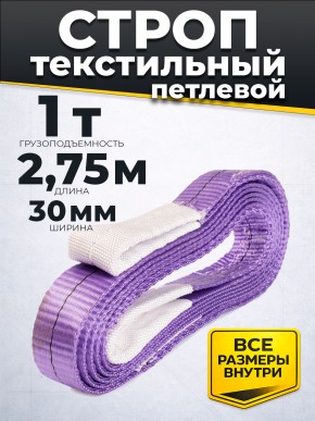 Строп текстильный TOR СТП 1,0 т 2,75 м 30 мм (6:1) в Екатеринбурге - avtopogruzchiki.com