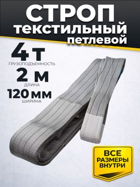 Строп текстильный TOR СТП 4,0 т 2,0 м 120 мм (6:1) в Екатеринбурге - avtopogruzchiki.com