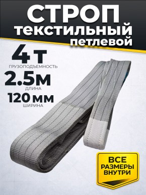 Строп текстильный TOR СТП 4,0 т 2,5 м 120 мм (6:1) в Екатеринбурге - avtopogruzchiki.com