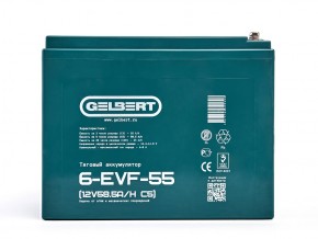 Тяговый аккумулятор Gelbert 6-EVF-55 (12V58.5A/H C5) в Екатеринбурге - avtopogruzchiki.com